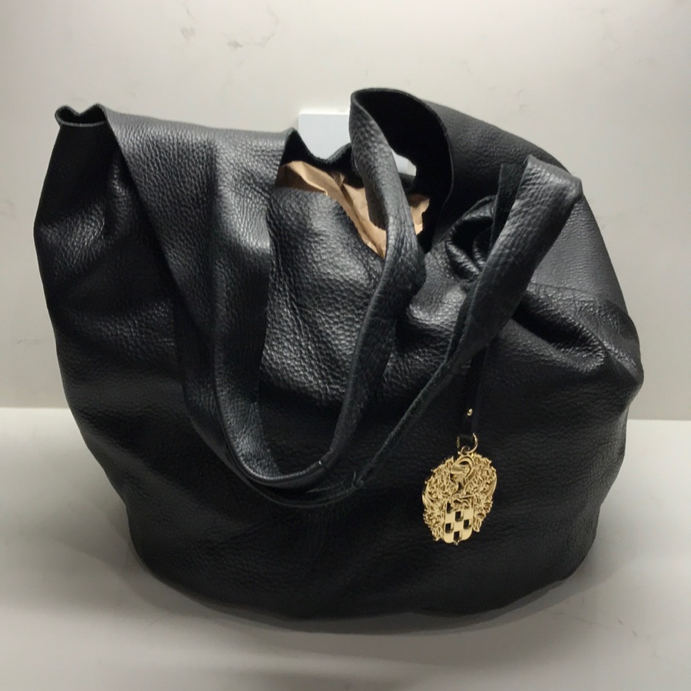 Vince Camuto black leather hobo bag